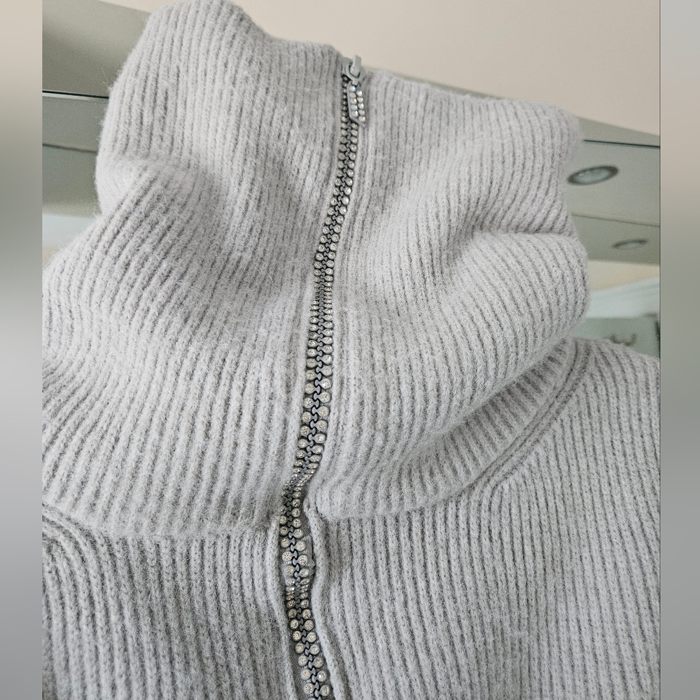Grey Wool Sweater with rhinestones - size small - Picture 3 of 14